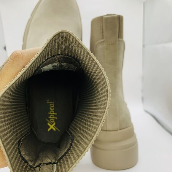 Xappeal Boots Womens 10 Harmony Tan Chelsea  Beige Lug Sole Stretch Ankle Boot - Picture 7 of 10